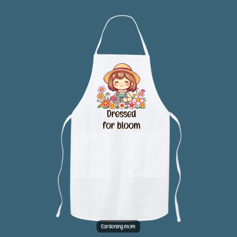 Funny Smiling Gardener Apron - Straw Hat Flower Garden Wear