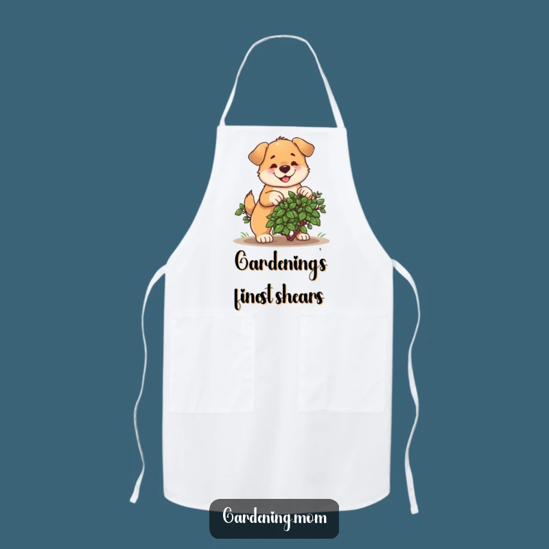 Funny Dog Pruning Bush Apron: Cheerful Gardener's Hilarious Pet Kitchen Gift