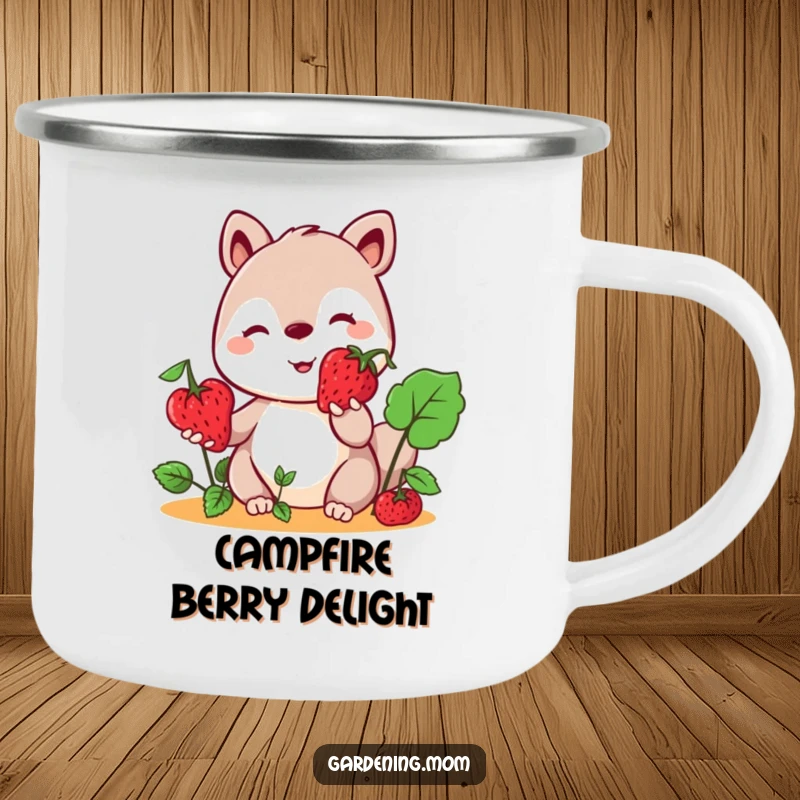 Funny Kawaii Gardening Animal Camping Mug Offering a Berry, Durable, Outdoor Adventure, Great Cup.