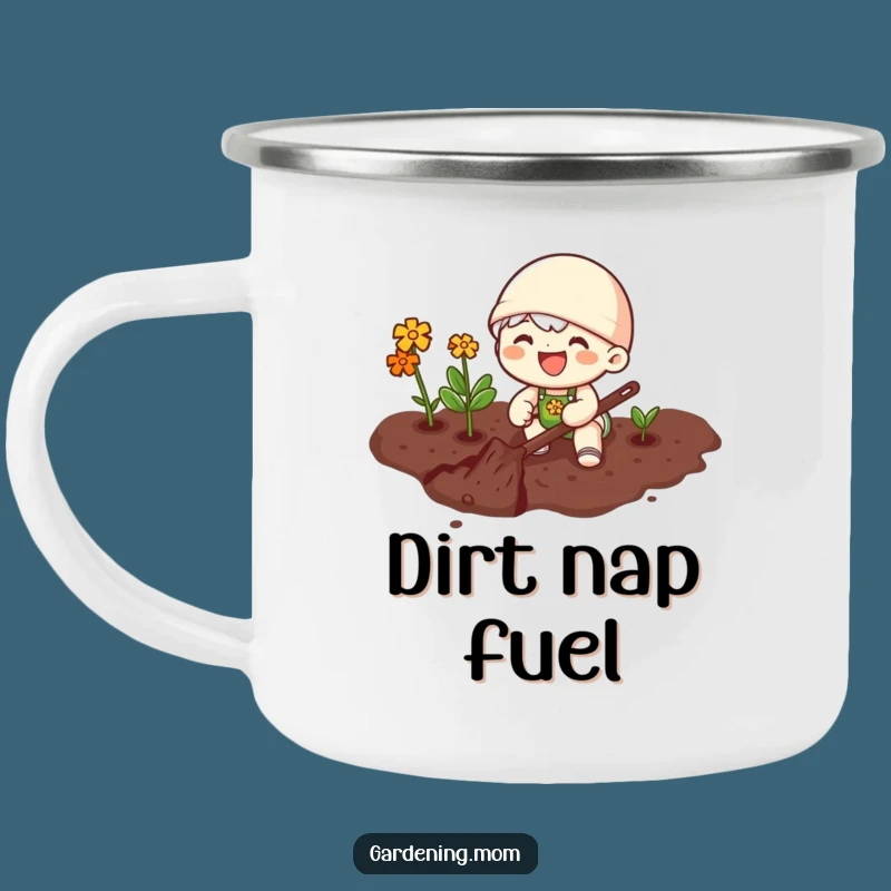 Funny Joyful Gardener Camping Mug - Happy Digging Outdoor Fun