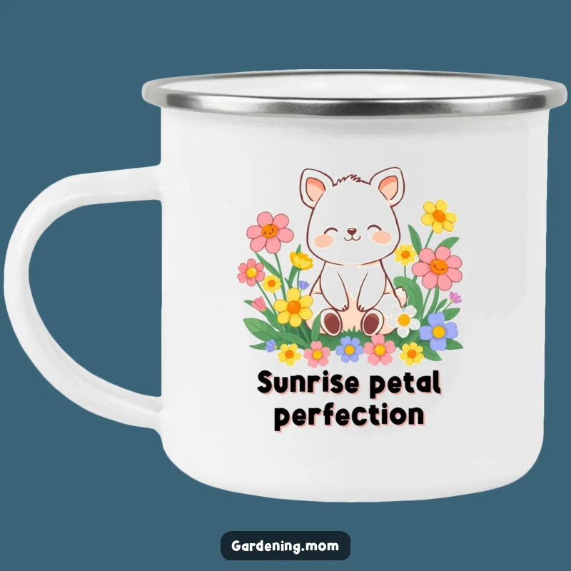 Funny Contented Animal Flower Camping Mug: Peaceful Outdoor Relaxation Cup