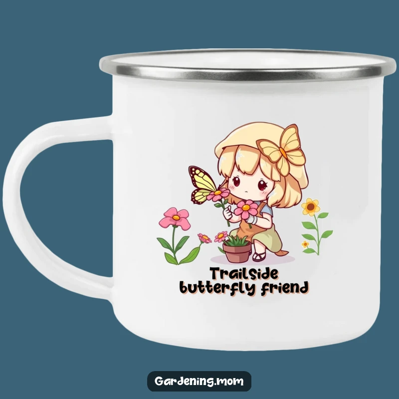 Funny Kawaii Gardener Camping Mug: Durable Character Butterfly Outdoor Gift