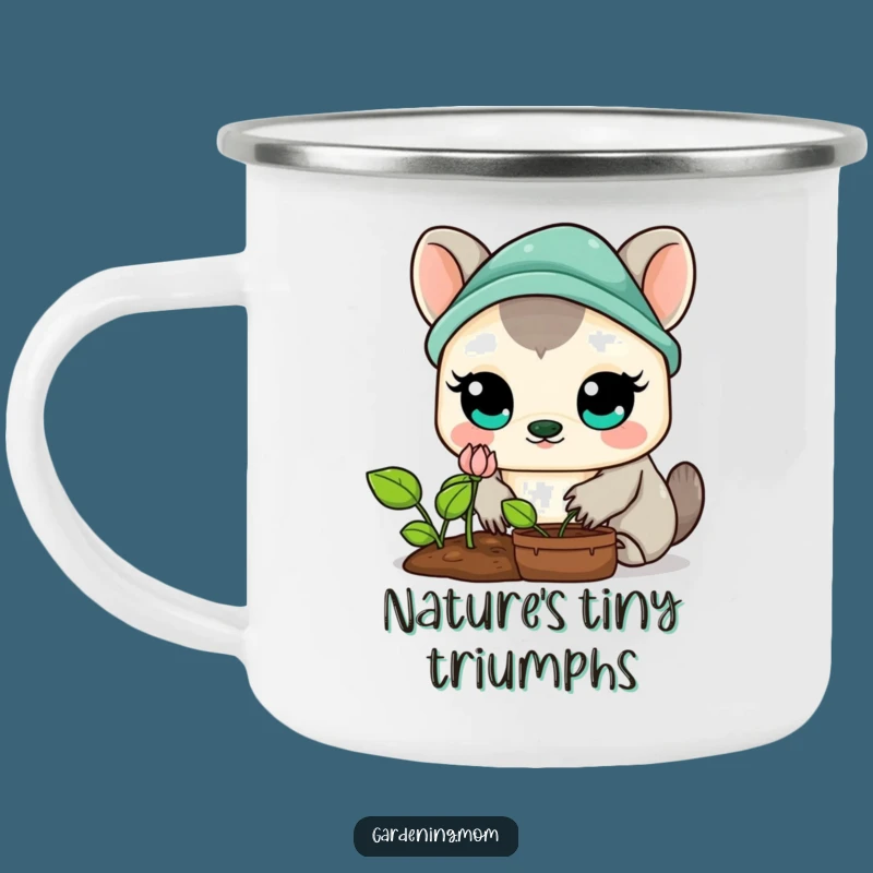 Funny Kawaii Gardening Animal Camping Mug: Sprout Watcher, Outdoor Adventure Gift