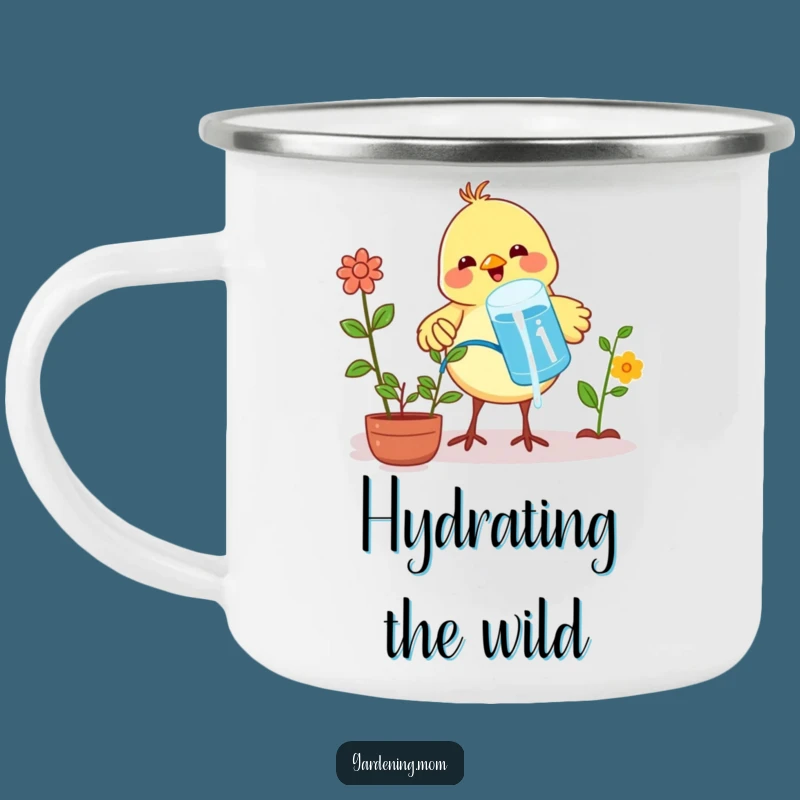 Funny Bird Watering Plants Camping Mug: Sip Nature's Care Outdoors