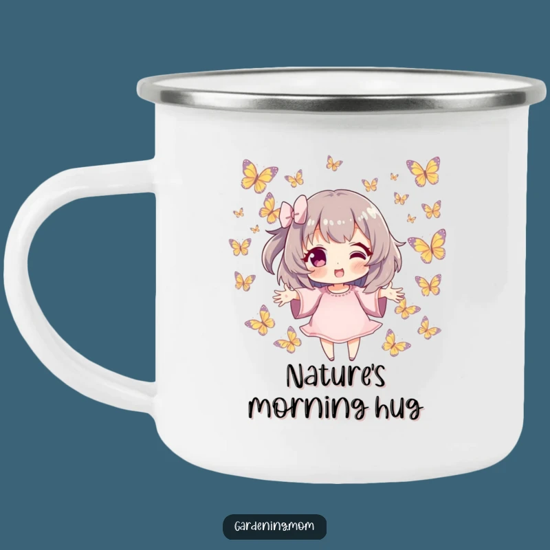 Funny Butterfly Embrace Camping Mug: Sip Nature's Wonder