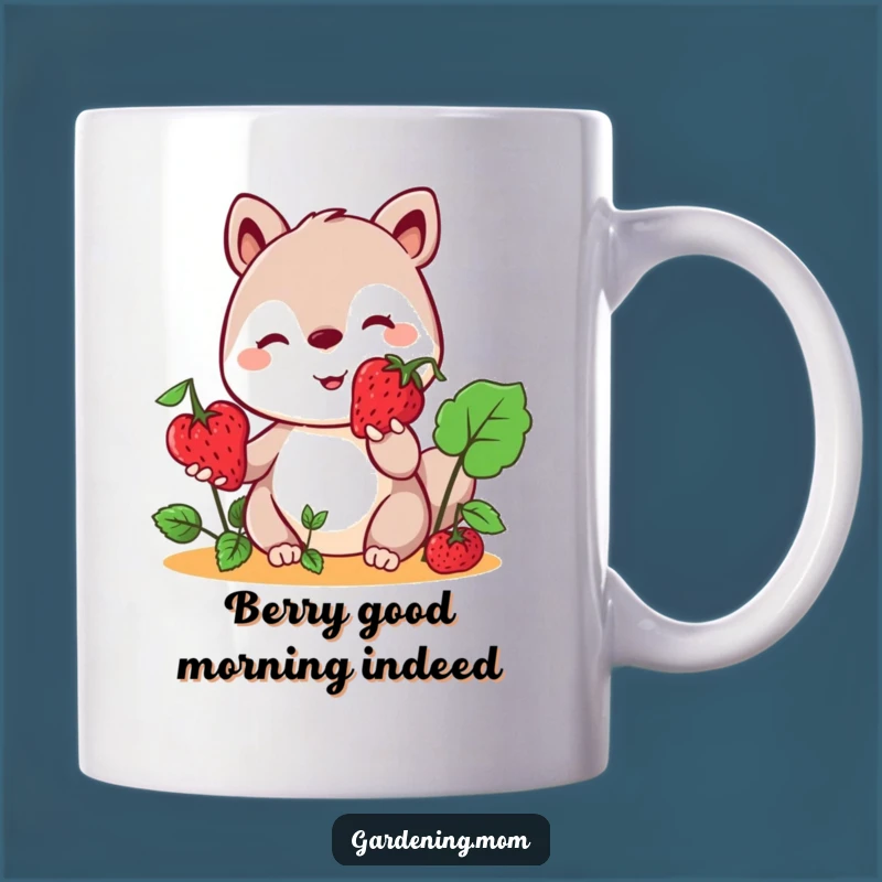 Funny Kawaii Berry Gift Mug: Sweet Smiling Animal Makes Your Morning Hilarious