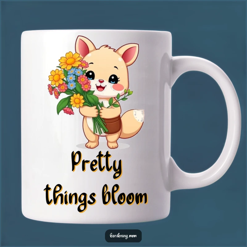 Funny Gardening Animal Mug: Happy Critter Holds Flowers With Pride, Perfect Funny Gift