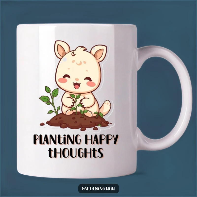 Funny Joyful Animal Planting Seeds Mug - Gardener's Smile Comic Gift