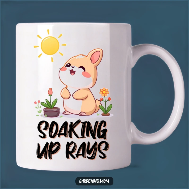 Funny Kawaii Sun Mug: Cheerful Animal Gardening Joy for Your Morning Brew