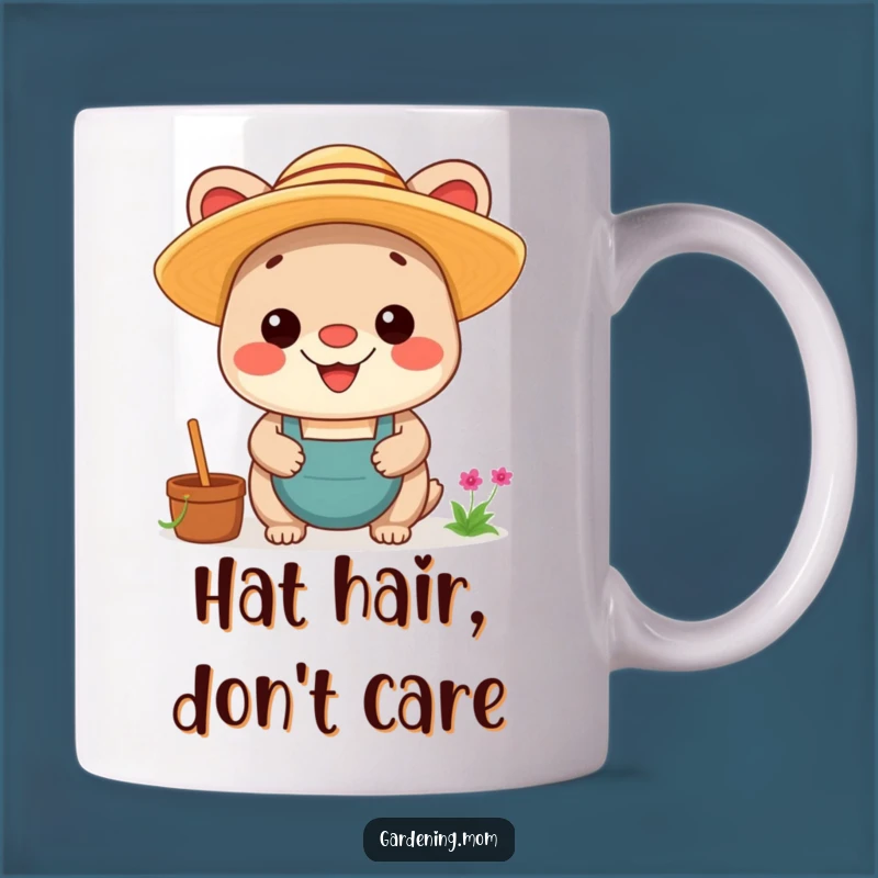 Funny Kawaii Gardening Animal Mug: Proud Straw Hat Planter, Perfect Gift