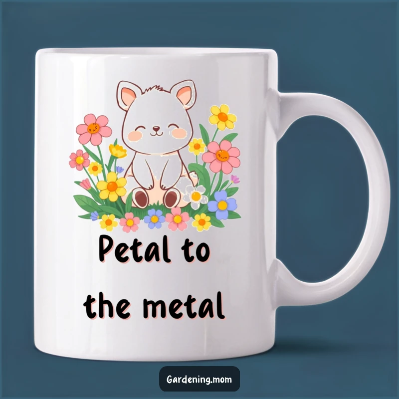 Funny Contented Animal Flower Mug: Peaceful Smile Gift for Serene Moments
