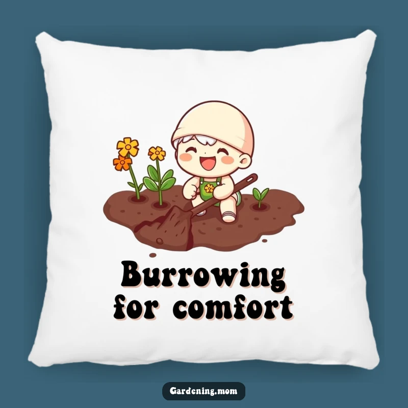 Funny Joyful Gardener Pillow - Cozy Happy Digging Decor