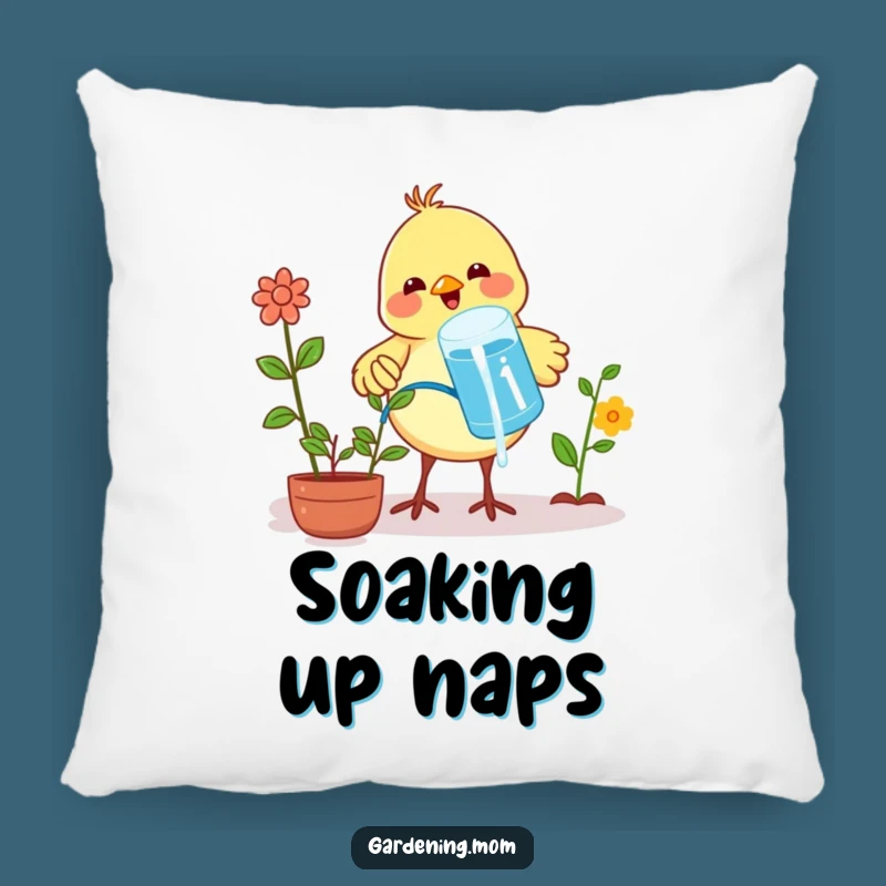 Cute Funny Bird Watering Plants Pillow: Cozy Comfort with Garden Charm
