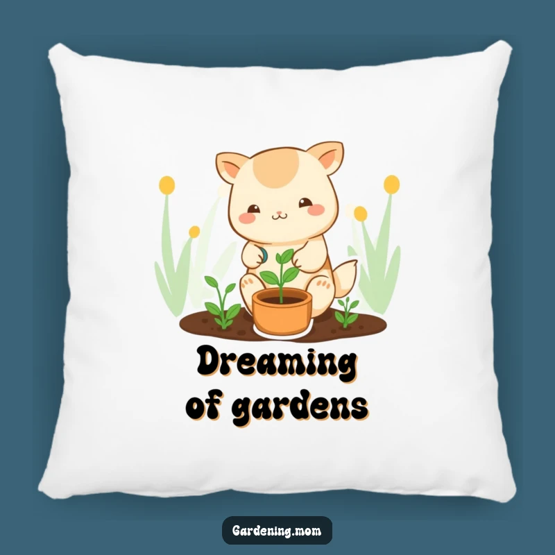 Funny Kawaii Gardener Pillow: Cozy Comfort with Cute Plant Nurturing Design