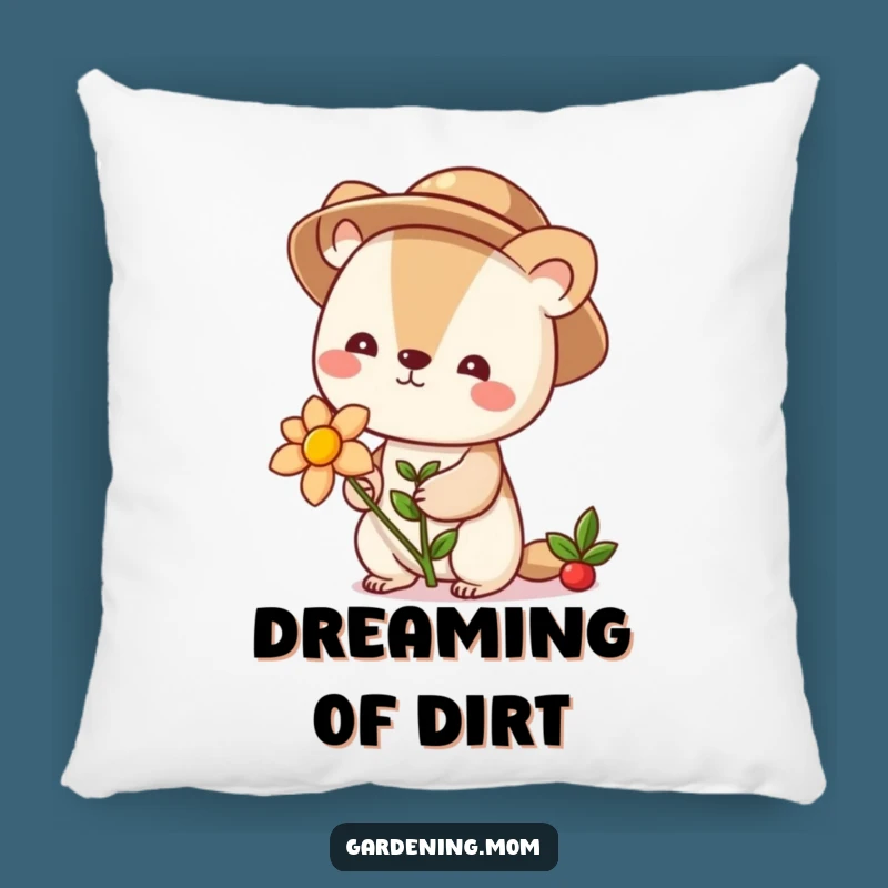 Funny Gardener Animal Pillow: Cute Blooming Flower Accent for Cozy Comfort