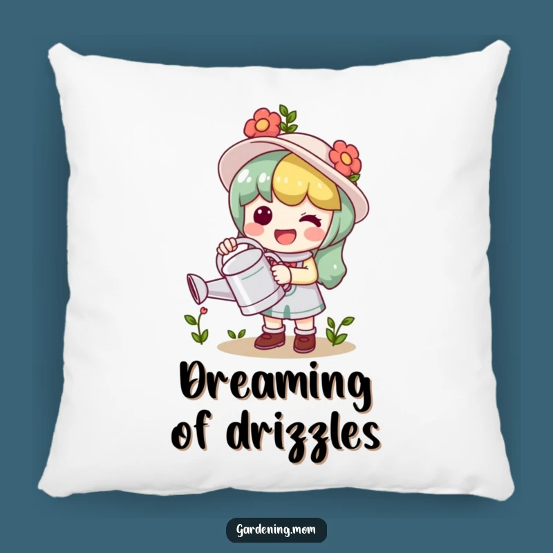 Funny Kawaii Gardener Pillow: Watering Can Character Comfort Gift