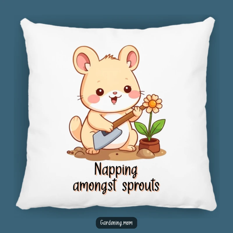 Funny Kawaii Gardening Animal Pillow: Cozy Planter Cushion, Cute Gift