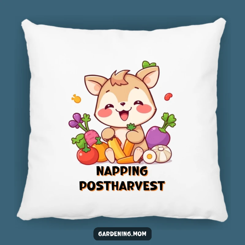 Funny Giggling Gardener Pillow: Veggie Picking Cozy Gift