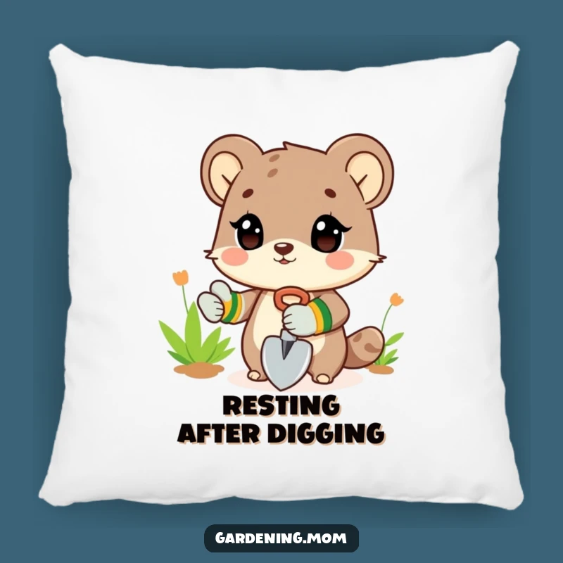 Funny Gardener Animal Pillow: Digging Cozy Comfort Gift