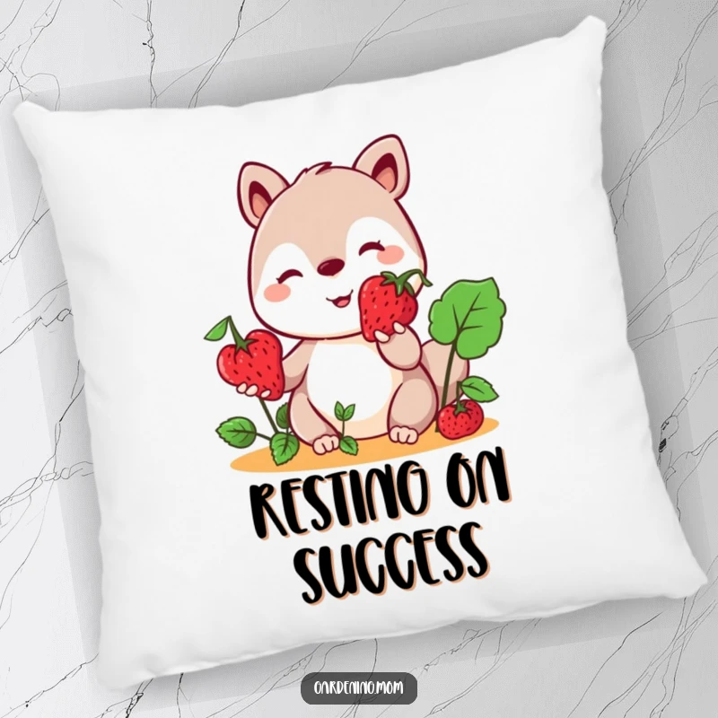 Funny Kawaii Gardening Animal Pillow Offering a Berry, Soft and Squishy, Sweet Smiling Face, Decorative Accent.