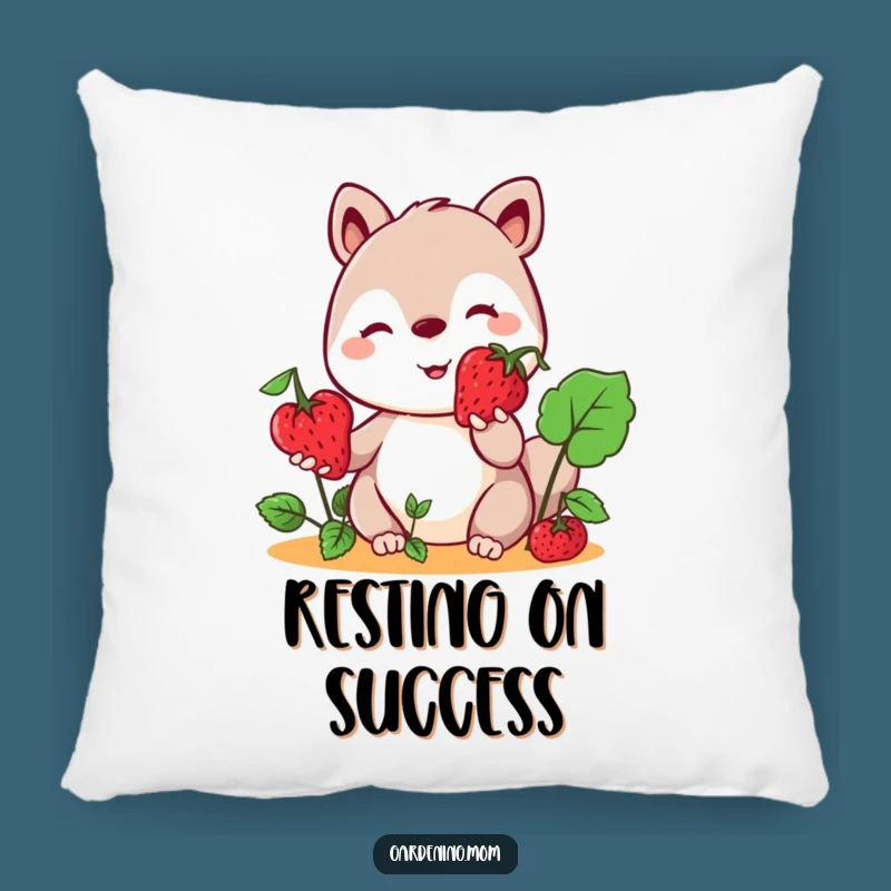 Funny Kawaii Berry Pillow: Soft Comfort with a Sweet Smiling Gardening Animal