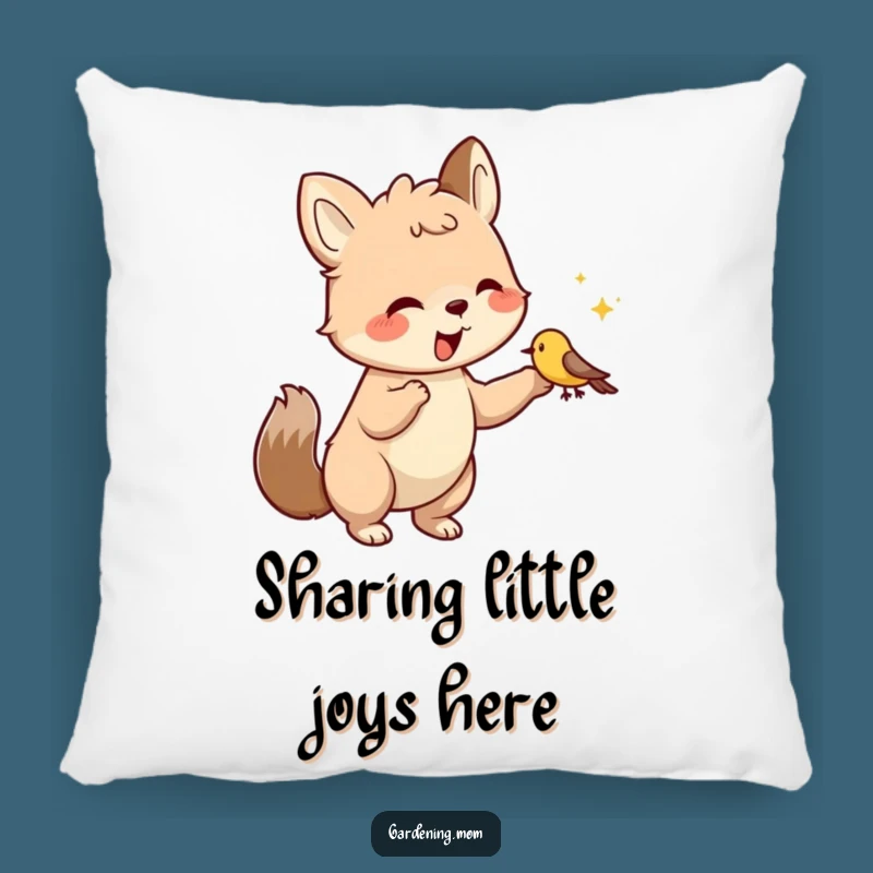 Funny Decorative Pillow: Soft Animal Character Feeding Bird, Cozy Comfort Gift