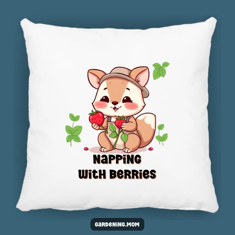 Soft Funny Gardening Mom Animal Pillow: Berry Offering, Cozy Funny Gift
