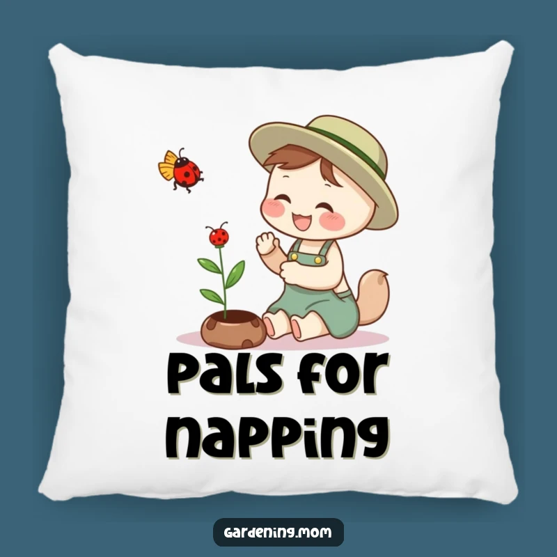 Soft Funny Gardening Mom Animal Pillow: Ladybug Giggles, Cozy Funny Gift