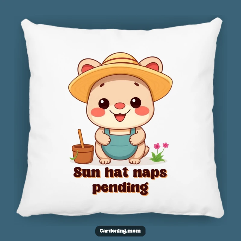 Funny Kawaii Gardening Animal Pillow: Proud Gardener Cushion, Cozy Smile Gift