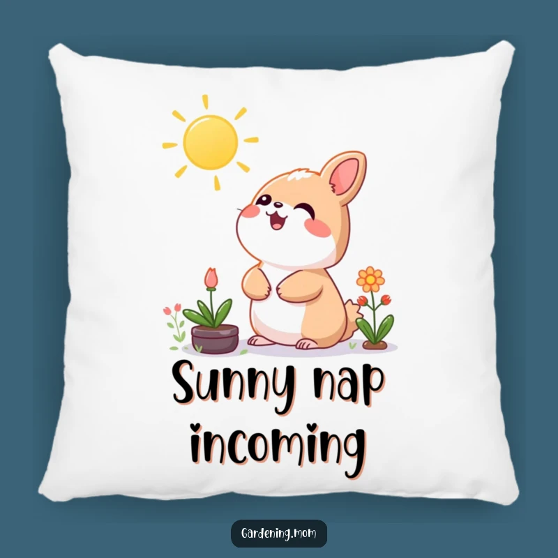 Funny Kawaii Sun Pillow: Soft Comfort with a Joyful Gardening Animal