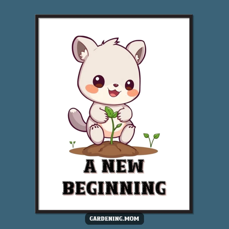 Funny Planting Animal Digital Art: Seed Print, Instant Gift