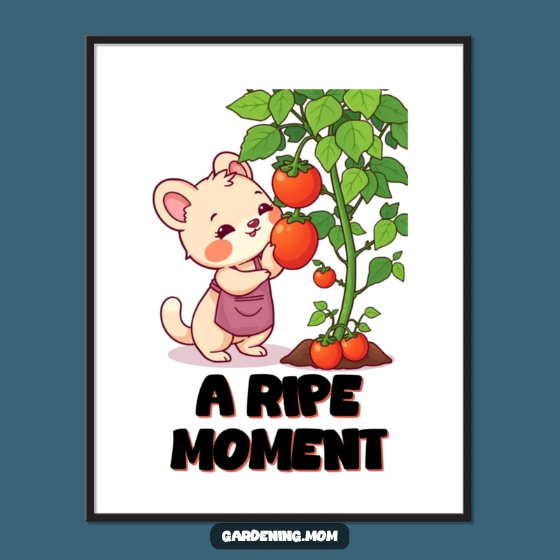 Funny Gardening Mom Animal Digital Art: Tomato Harvest, Instant Funny Gift Download