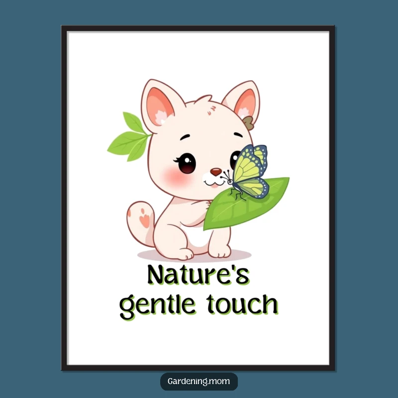 Funny Animal Butterfly Digital Print: Admiring Nature Art Gift
