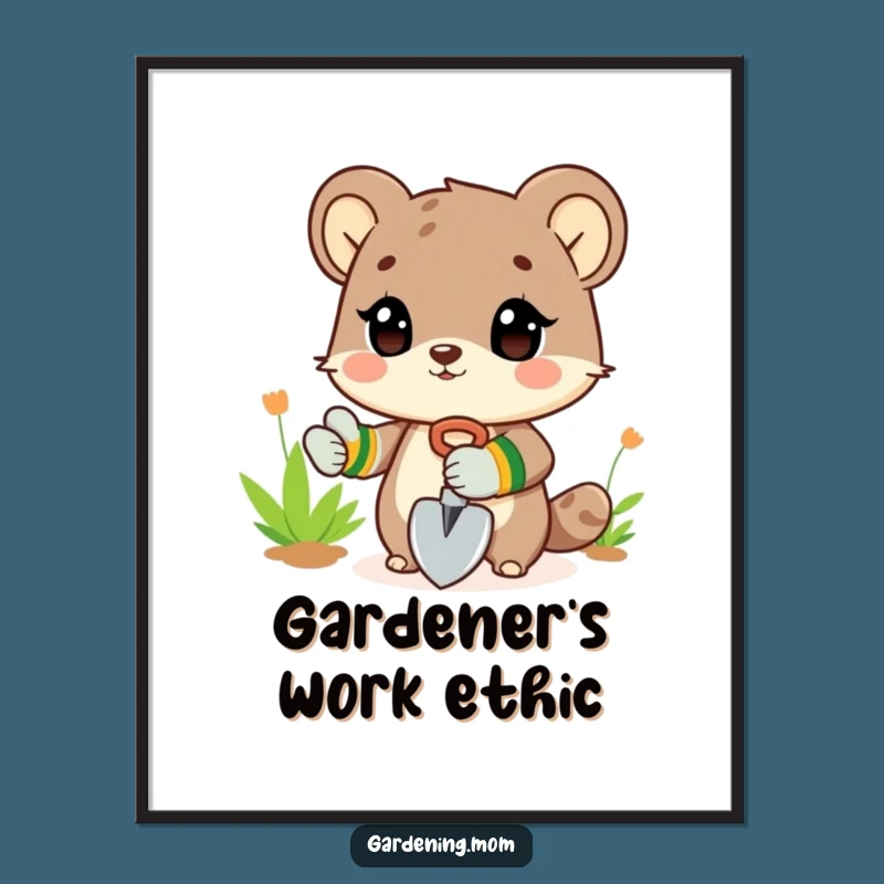 Funny Gardener Animal Digital Print: Digging Art Gift