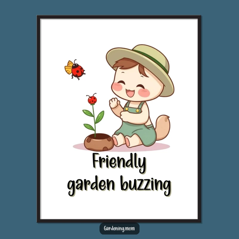Funny Gardening Mom Animal Digital Art: Ladybug Giggles, Instant Funny Gift Download