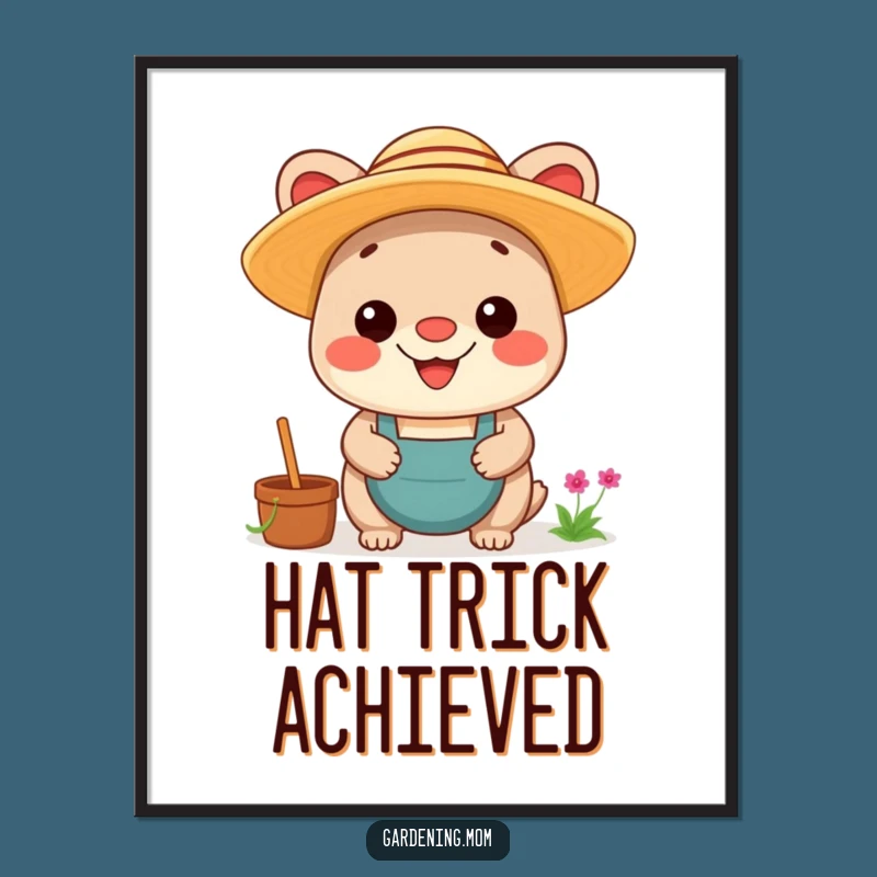 Funny Kawaii Gardening Animal Print: Proud Gardener Art, Instant Decor