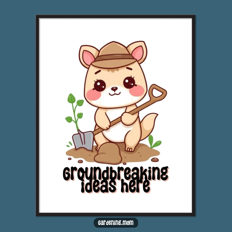 Funny Digging Animal Digital Art: Shovel Action Print, Instant Gift