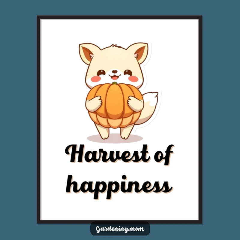 Funny Digital Art: Harvest Animal with Giant Pumpkin Print, Instant Gift