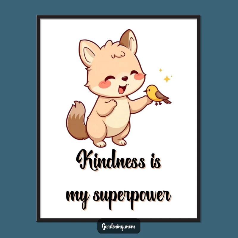 Funny Digital Art: Kind Animal Feeding Bird Print, Instant Download Gift