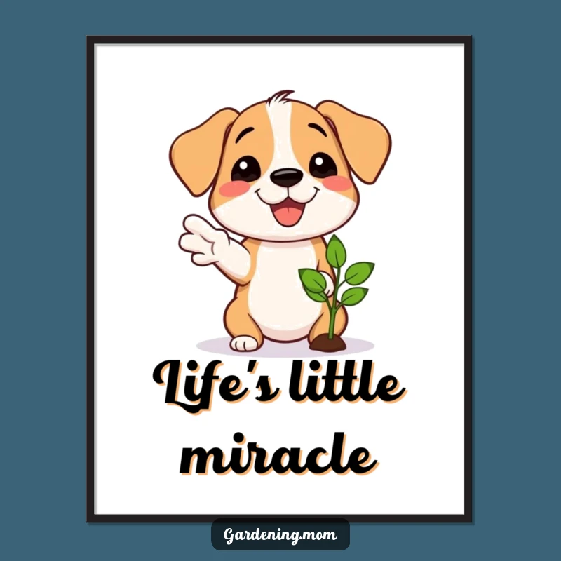 Funny Dog Gardener Digital Art: Proud Grower's Hilarious Seedling Wall Decor Gift