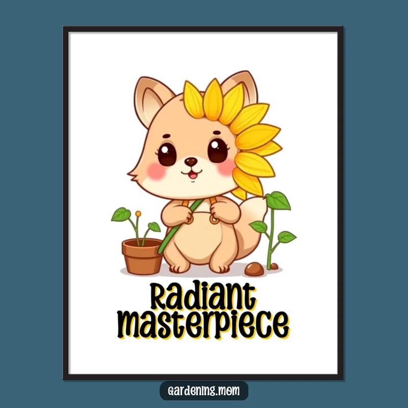 Funny Sunflower Gardener Digital Art: Printable Pride for Your Walls!