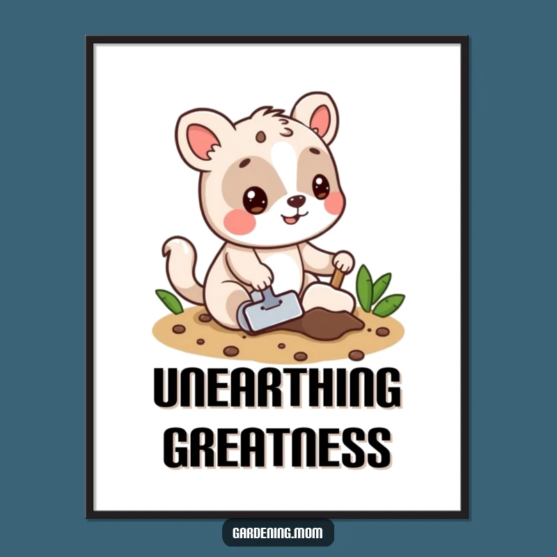 Funny Animal Digital Art - Digging in Soil Scene, Instant Funny Gift Download