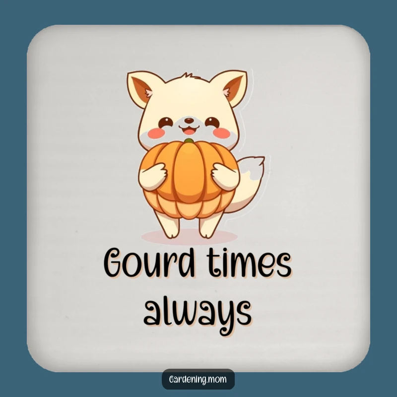 Funny Drink Coaster: Harvest Animal with Big Pumpkin, Table Decor Gift