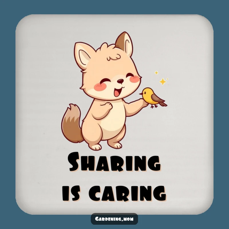 Funny Drink Coaster: Kind Animal Feeding Bird Art, Table Protection Gift