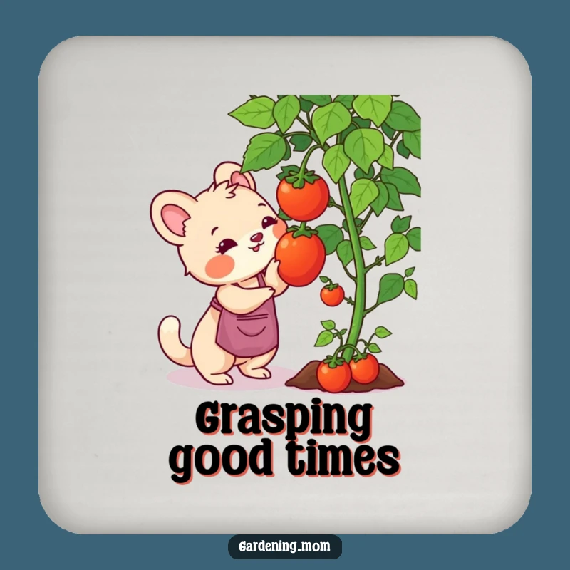 Funny Gardening Mom Animal Drink Coaster: Tomato Harvest, Cute Funny Gift