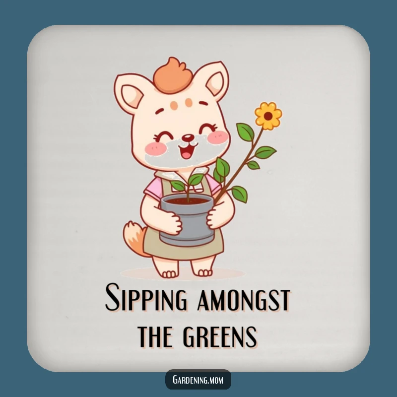 Funny Gardening Mom Coasters: Cheerful Character Set - Chic Funny Gift