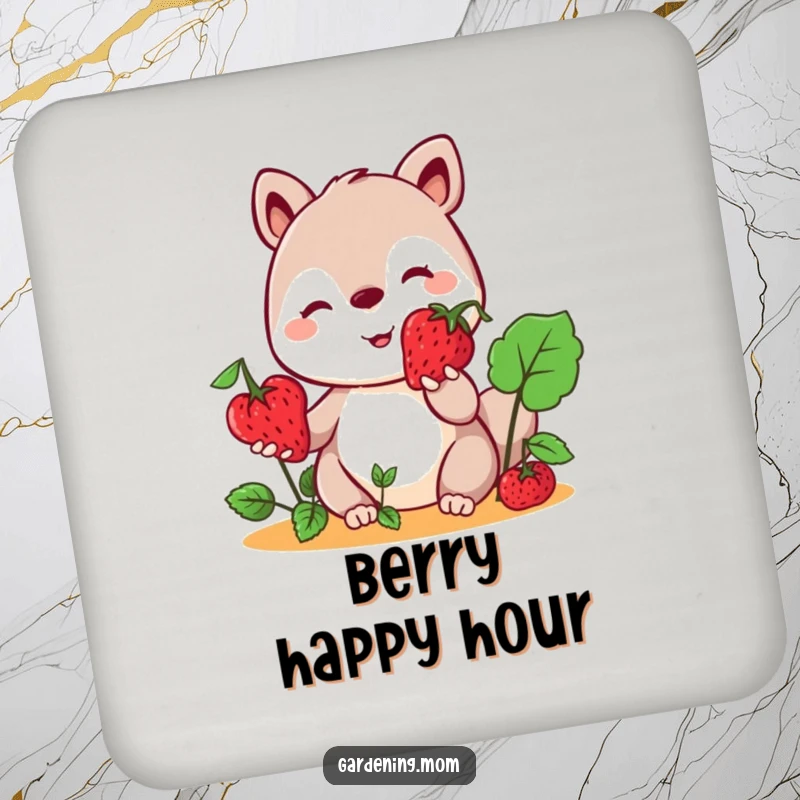 Funny Kawaii Gardening Animal Coaster Offering a Berry, Cute Drink Accessory, Protects Furniture.