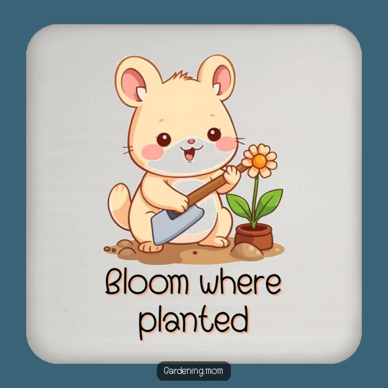 Funny Kawaii Gardening Animal Coaster: Happy Planter Protector, Small Gift