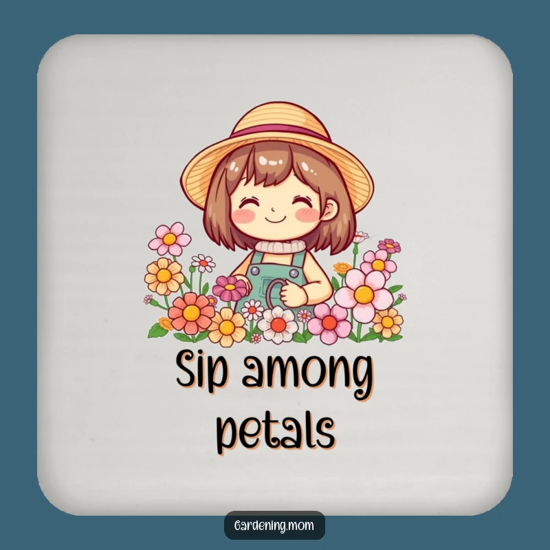 Funny Smiling Gardener Coaster - Straw Hat Flower Protector