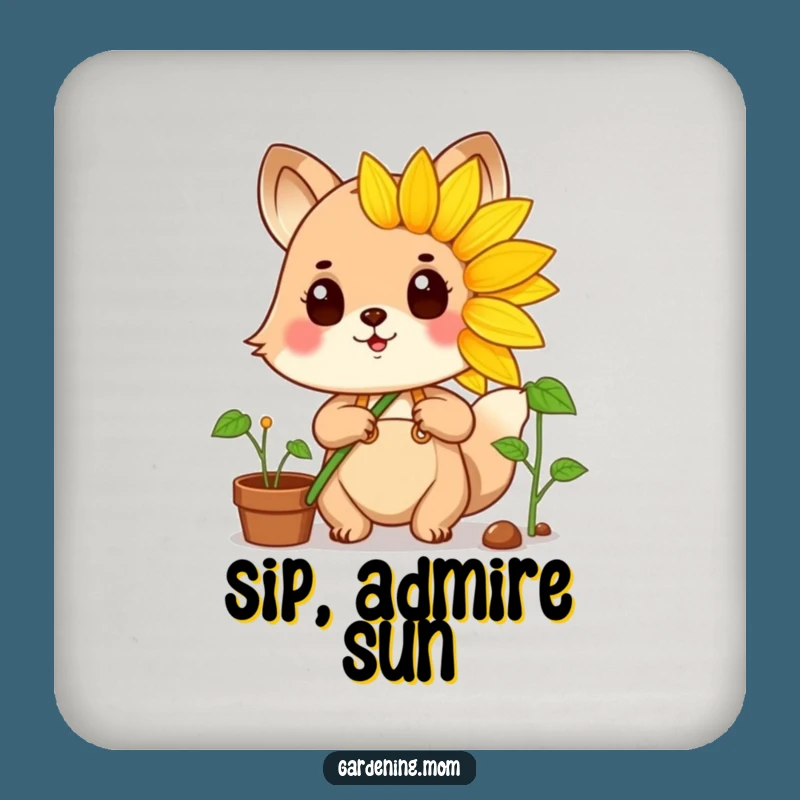 Funny Sunflower Gardener Coasters: Protect Surfaces with Floral Flair!